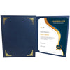 Blue Art Deco Certificate Holder with gold corner design